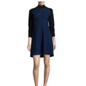 Rag & Bone Jean Francine Long Sleeve Two Tone Sweater Dress Navy black combo,